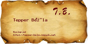 Tepper Béla névjegykártya